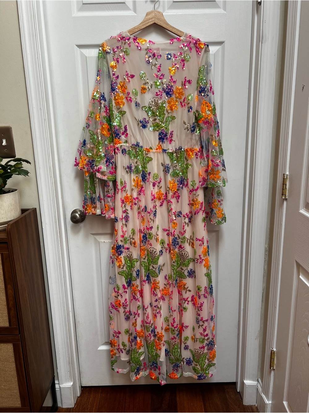 Buddy Love Sequin & Embroidered Floral Mesh dress in Nude and Multicolor - Picture 3 of 6